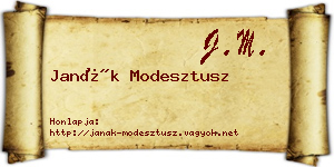 Janák Modesztusz névjegykártya